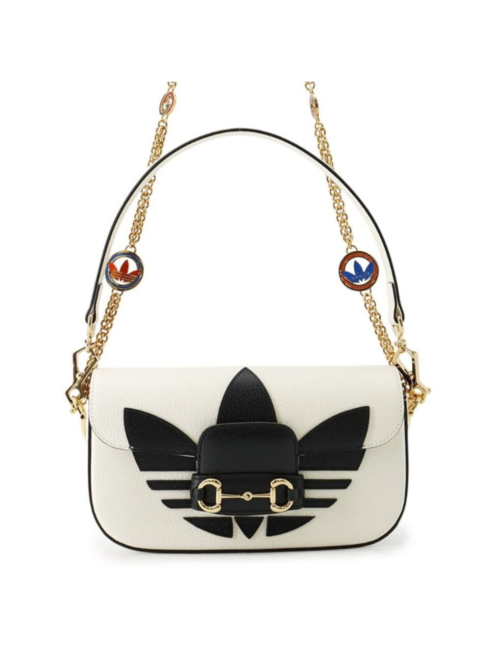 Gucci Chain Shoulder Bag Adidas Collaboration Horsebit Small 2-Way White